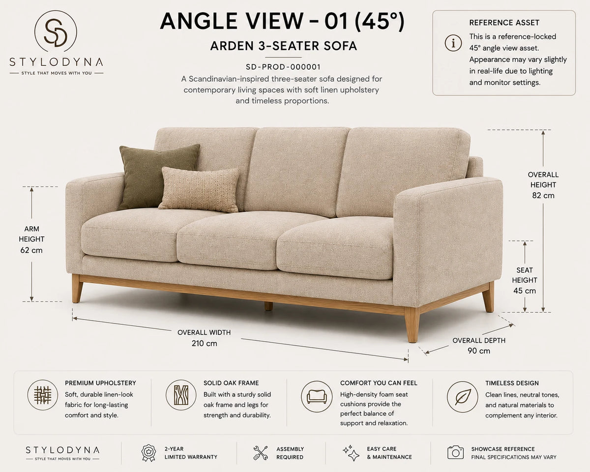 Arden 3-Seater Sofa - ANGLE