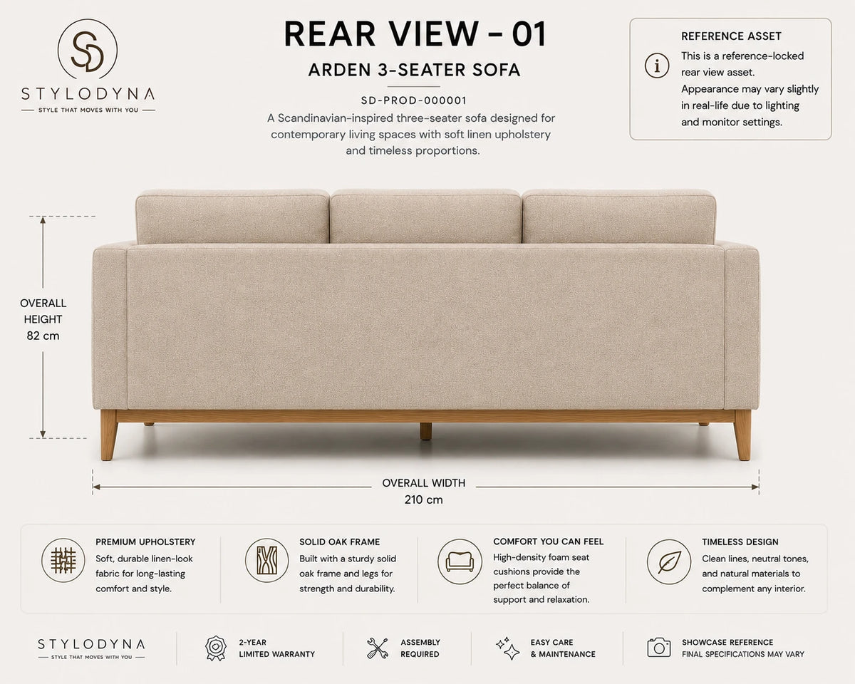 Arden 3-Seater Sofa - REAR