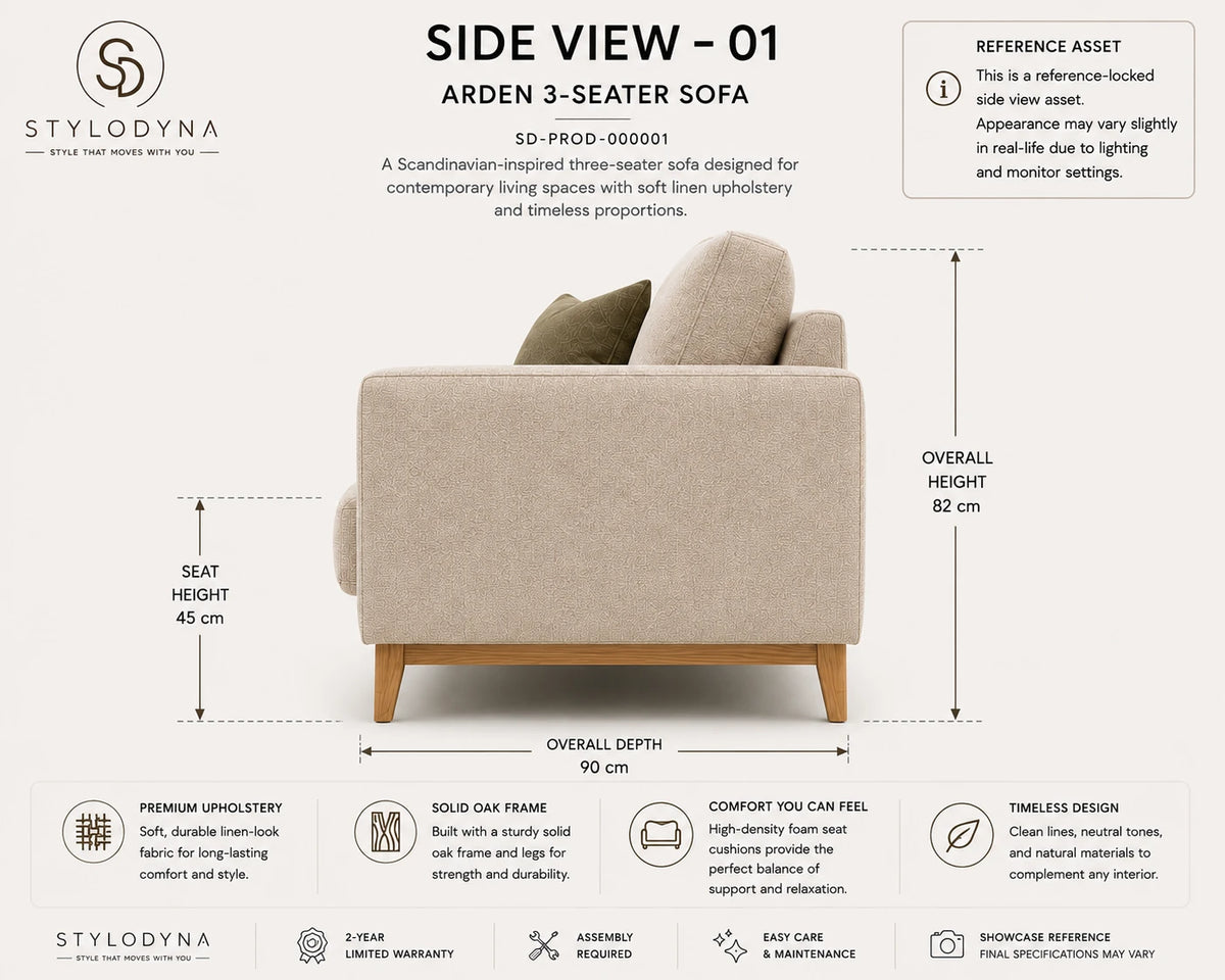 Arden 3-Seater Sofa - SIDE